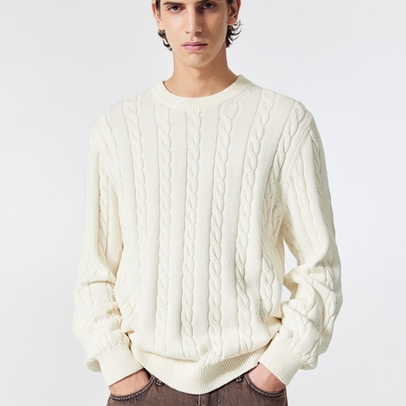 H&M cable knit sweater white, size Medium - Picture 1 of 7